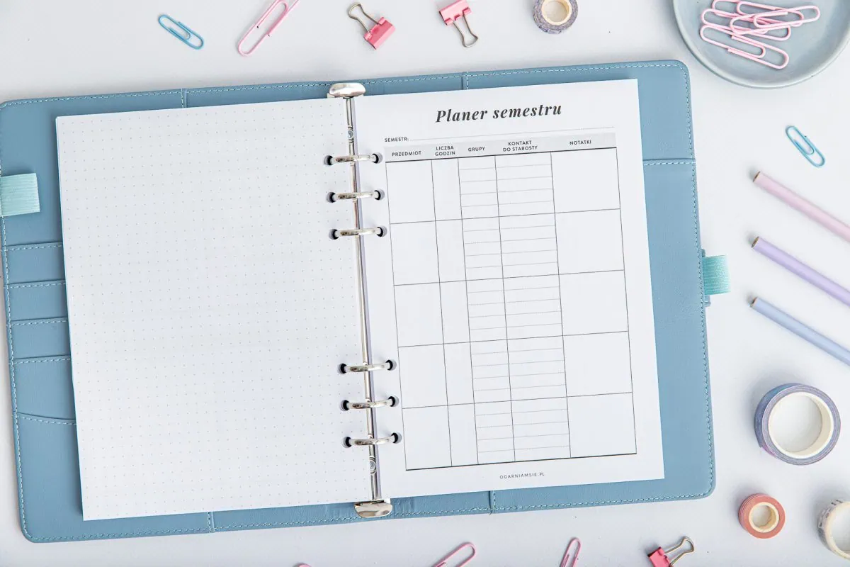 Organize dla nauczyciela - planer semestru
