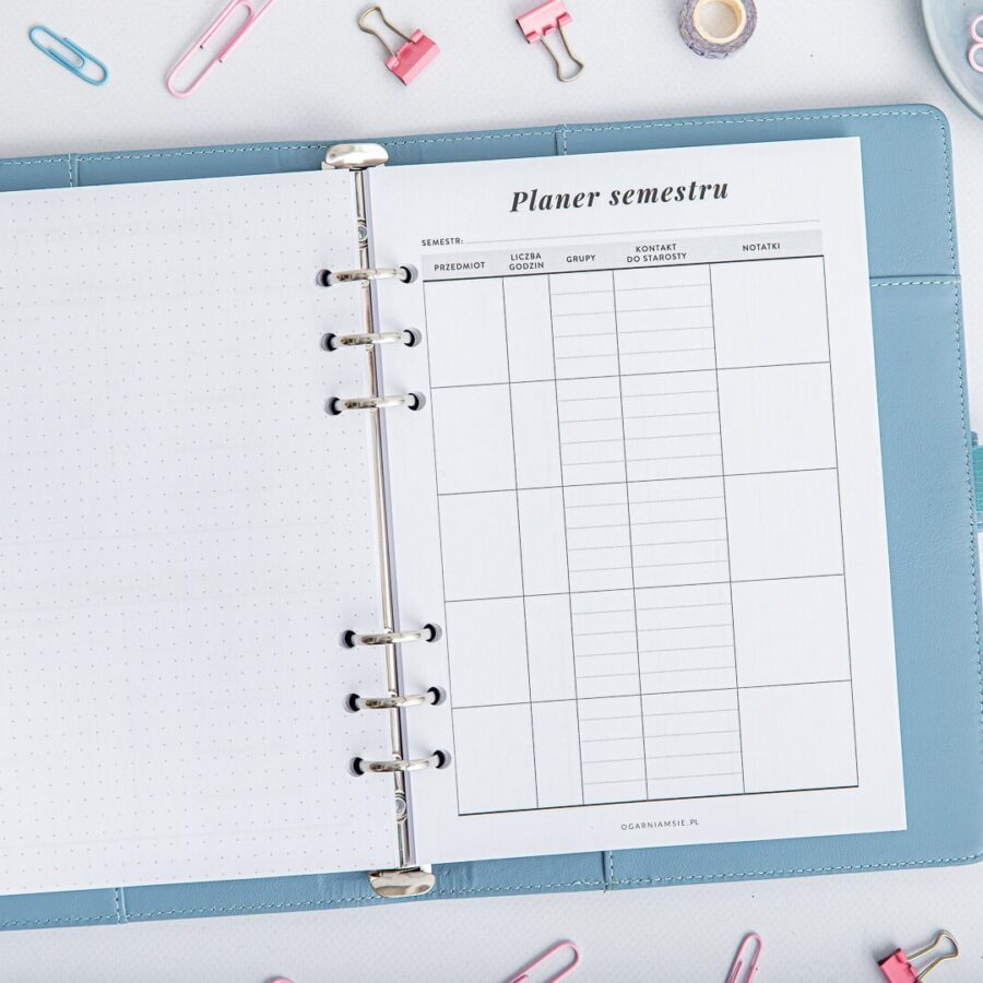 Organize dla nauczyciela - planer semestru