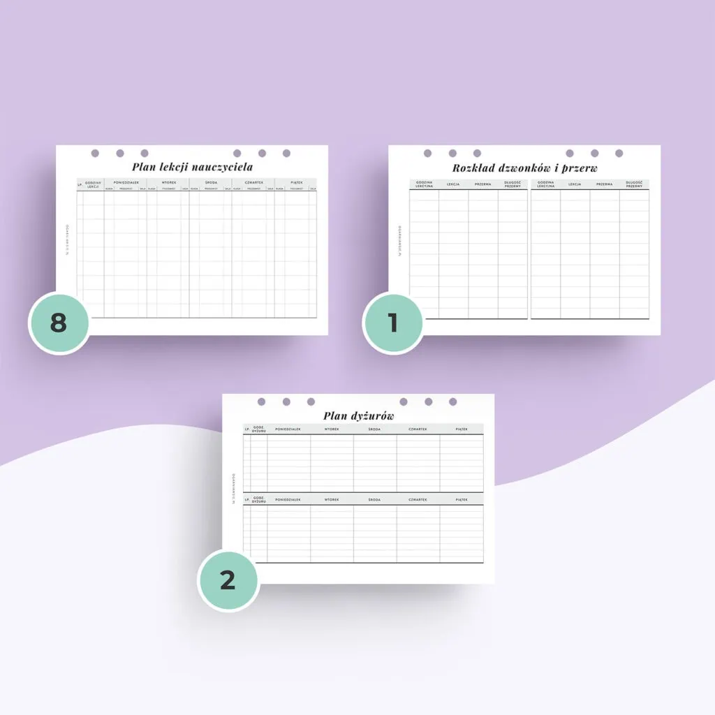 Planer nauczyciela klas starszych (od klasy 4 wzwyż) - wkład do organizera | Szablony (2)