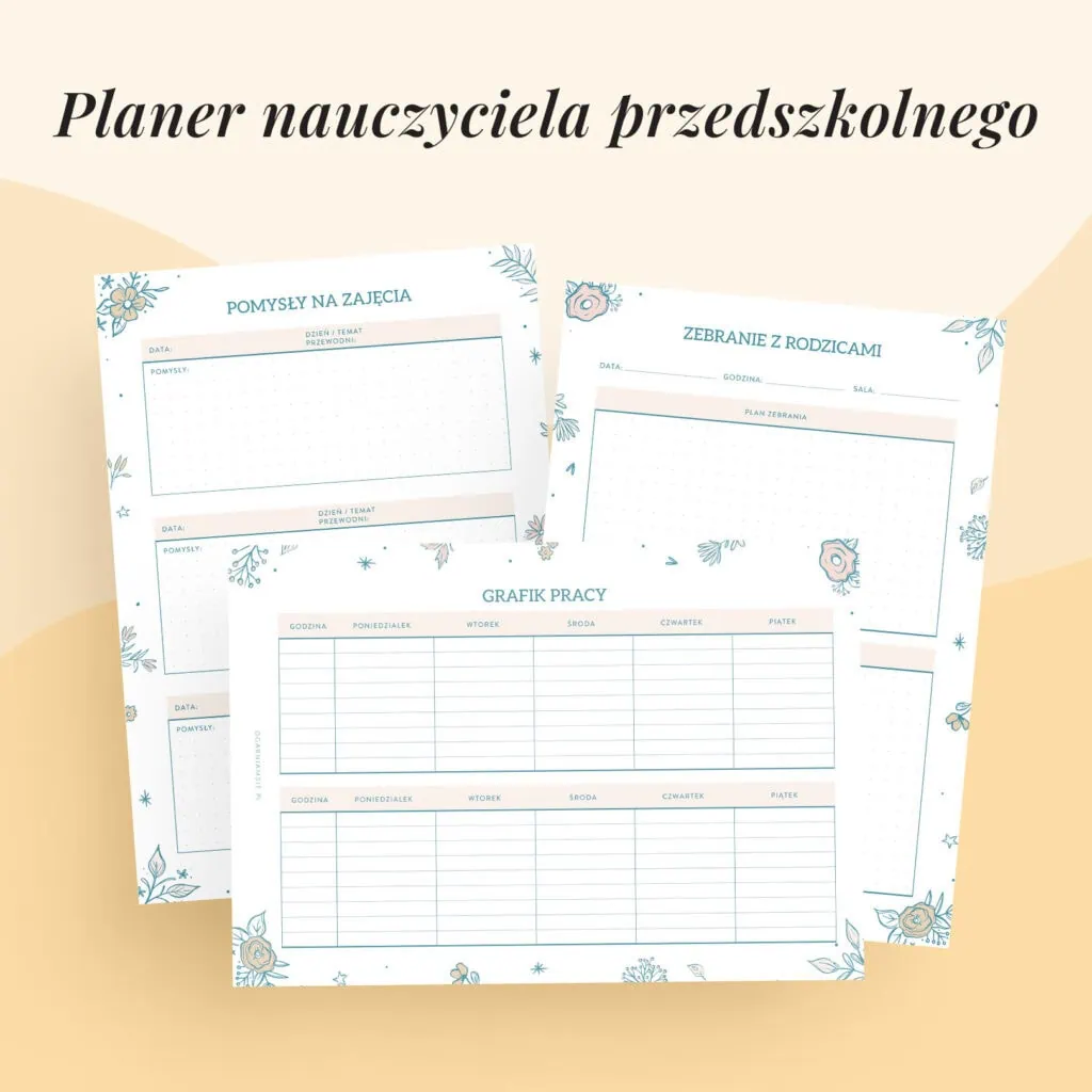 Planer nauczyciela przedszkolnego do druku | Format A5