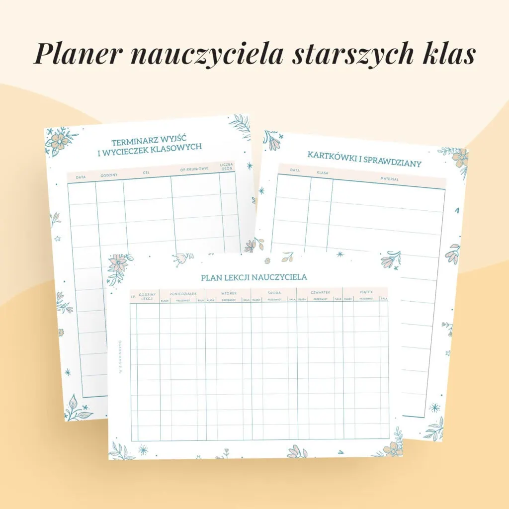 Planer nauczyciela klas starszych do druku | Format A5