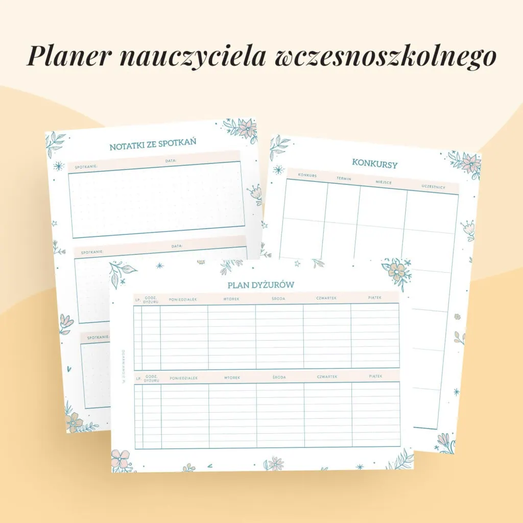 Planer nauczyciela wczesnoszkolnego do druku | Format A5