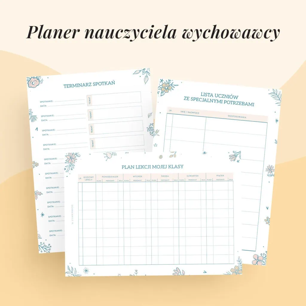 Planer nauczyciela wychowawcy do druku | Format A5