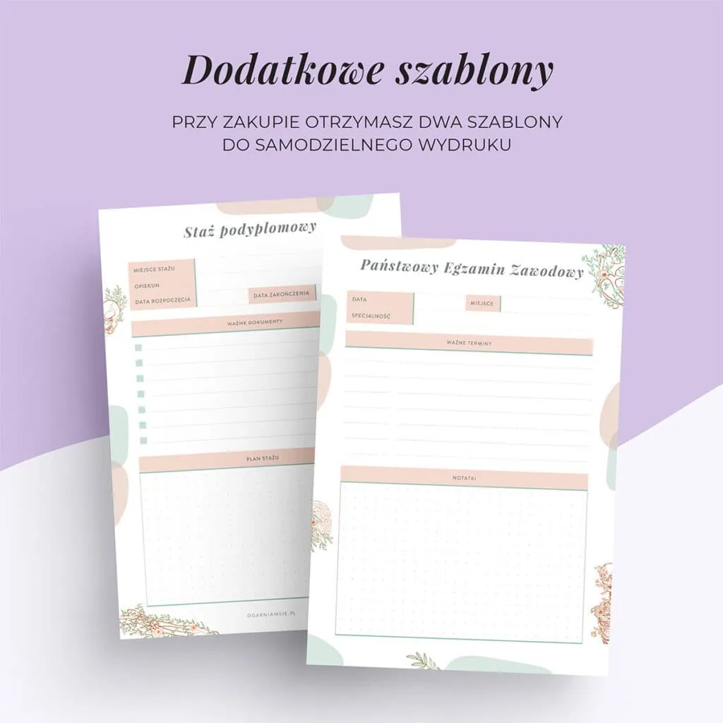 Student medycyny - wkład do organizera | Dodatkowe szablony