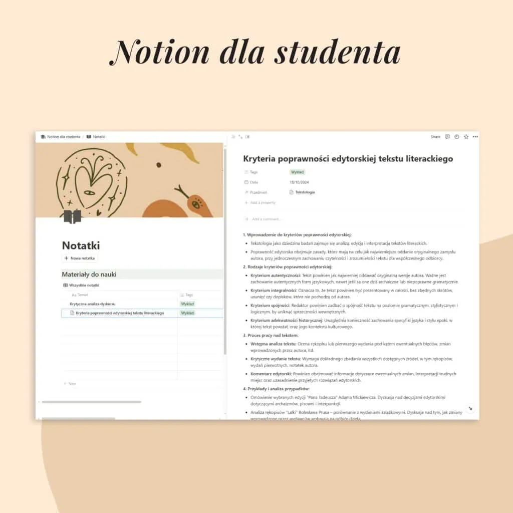 Cyfrowy Planer studenta | Szablon Notion