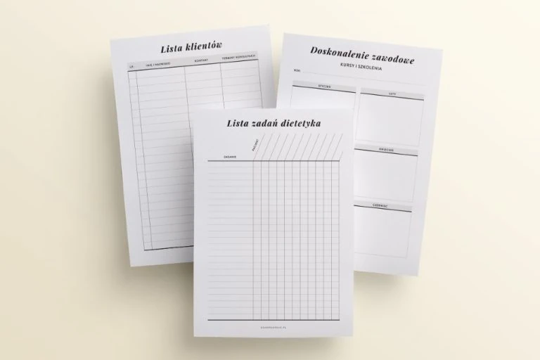 wkład do organizera dla dietetyka