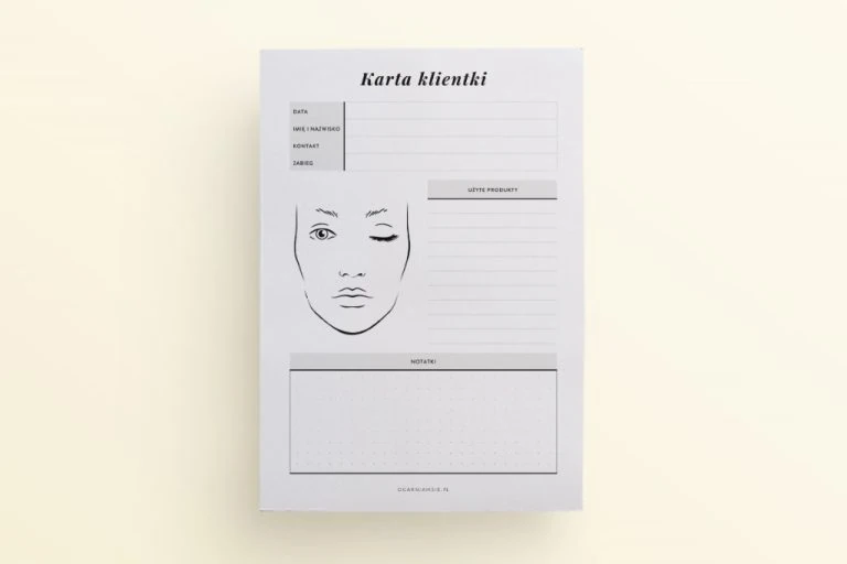 karta klienta kosmetyczki