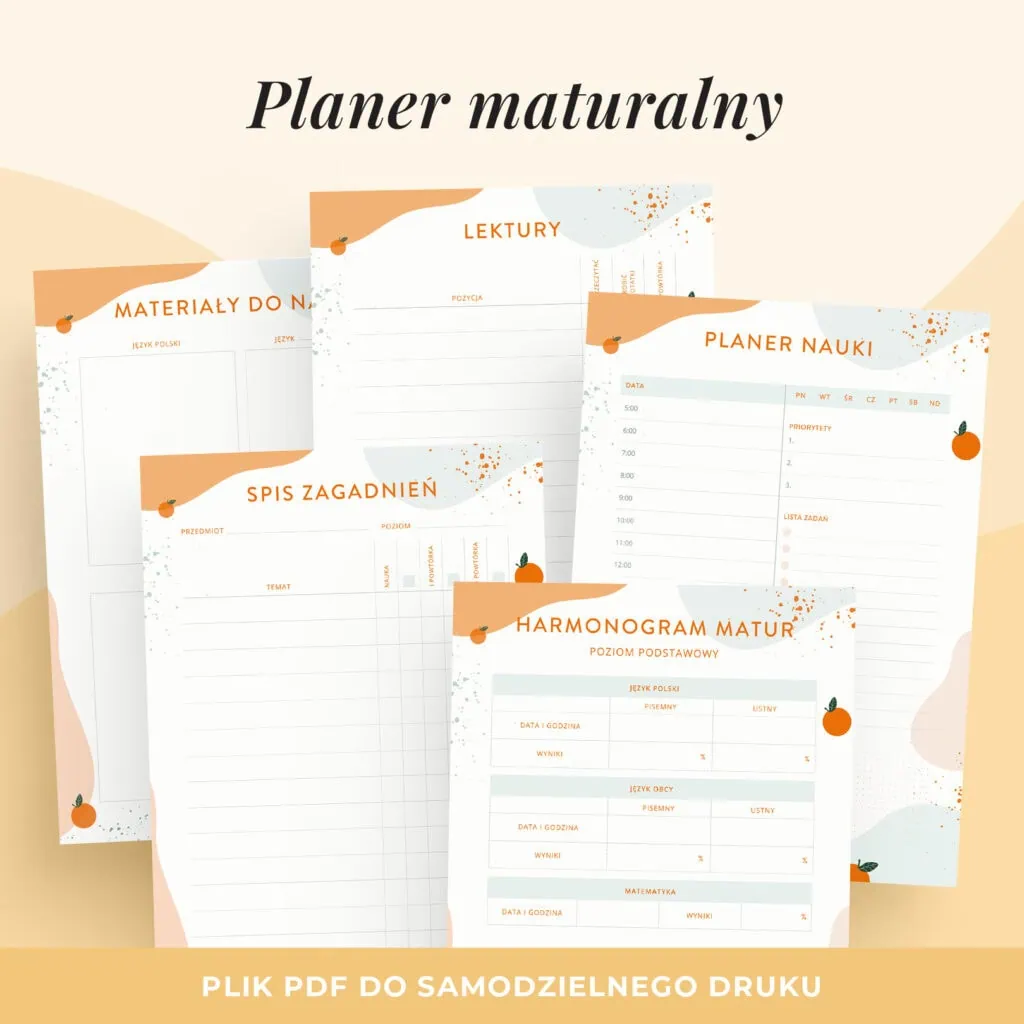 Planer maturalny PDF | Planer maturalny do druku