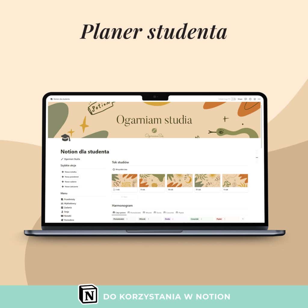 Planer studenta | Szablon Notion