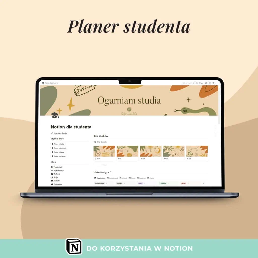 Planer studenta | Szablon Notion