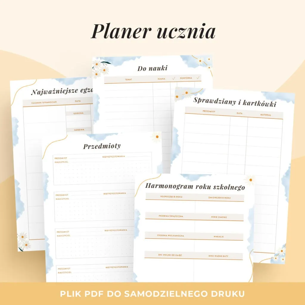 Planer ucznia do druku | Format A5