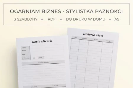 Planer do druku dla stylistki paznokci