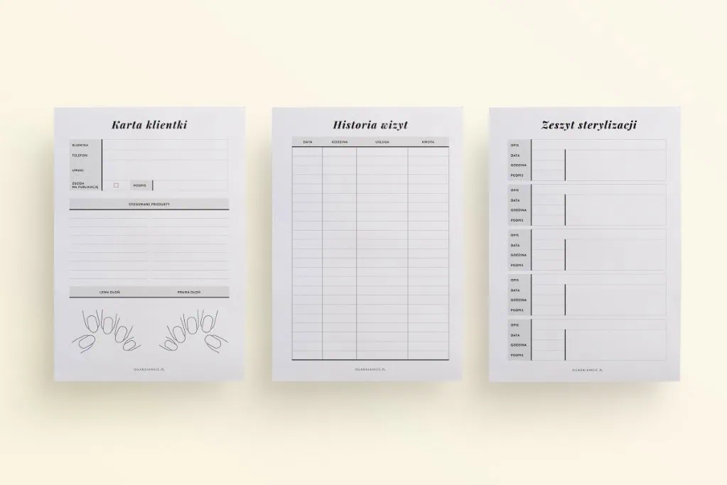 Planer do druku dla stylistki paznokci