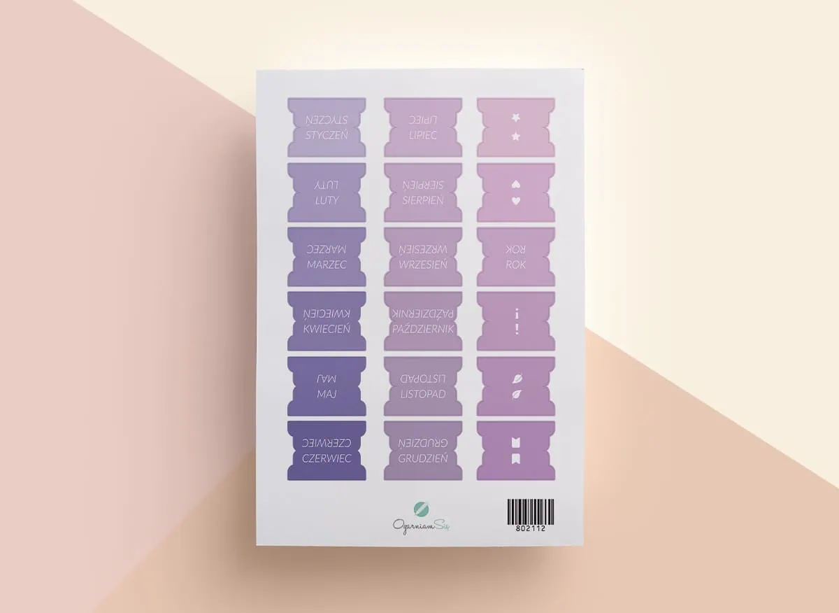 naklejki do planera miesiące fioletowe
