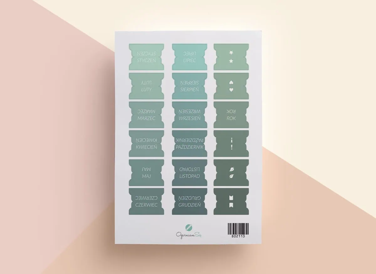 naklejki do planera miesiące zielone