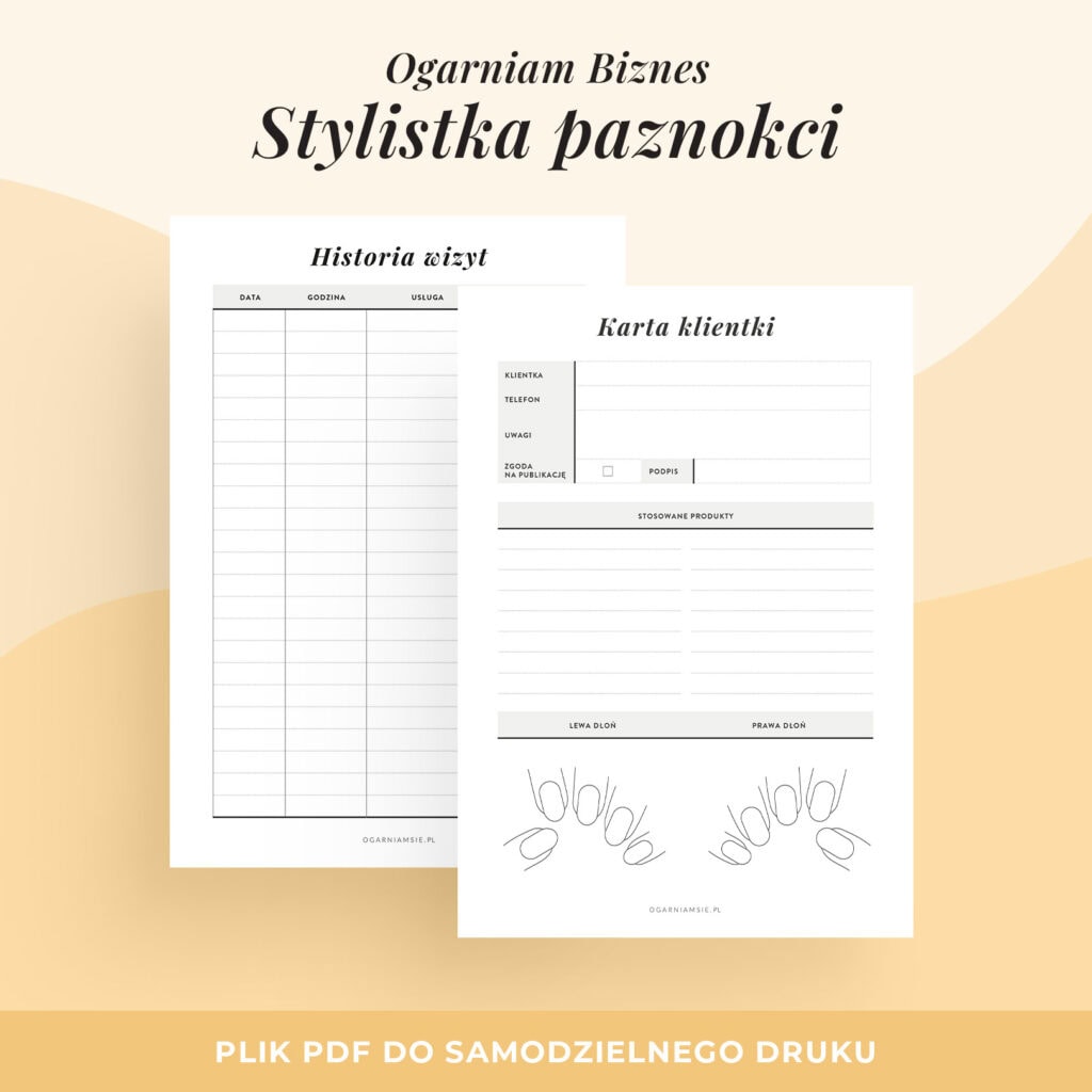 Planer do druku dla stylistki paznokci | Ogarniam biznes