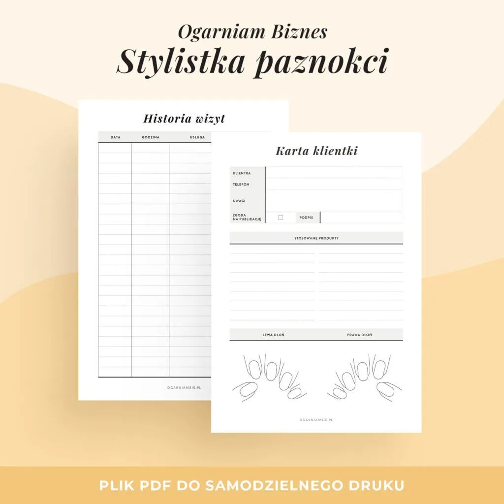 Planer do druku dla stylistki paznokci | Ogarniam biznes