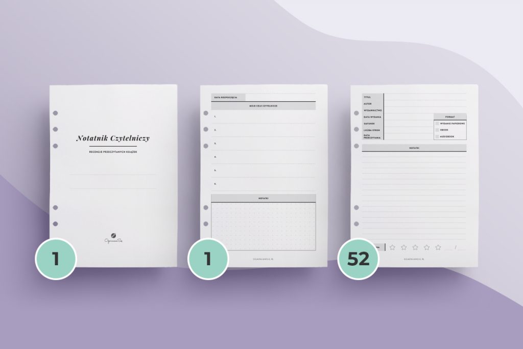 Recenzje książek - wkład do organizera dla książkary