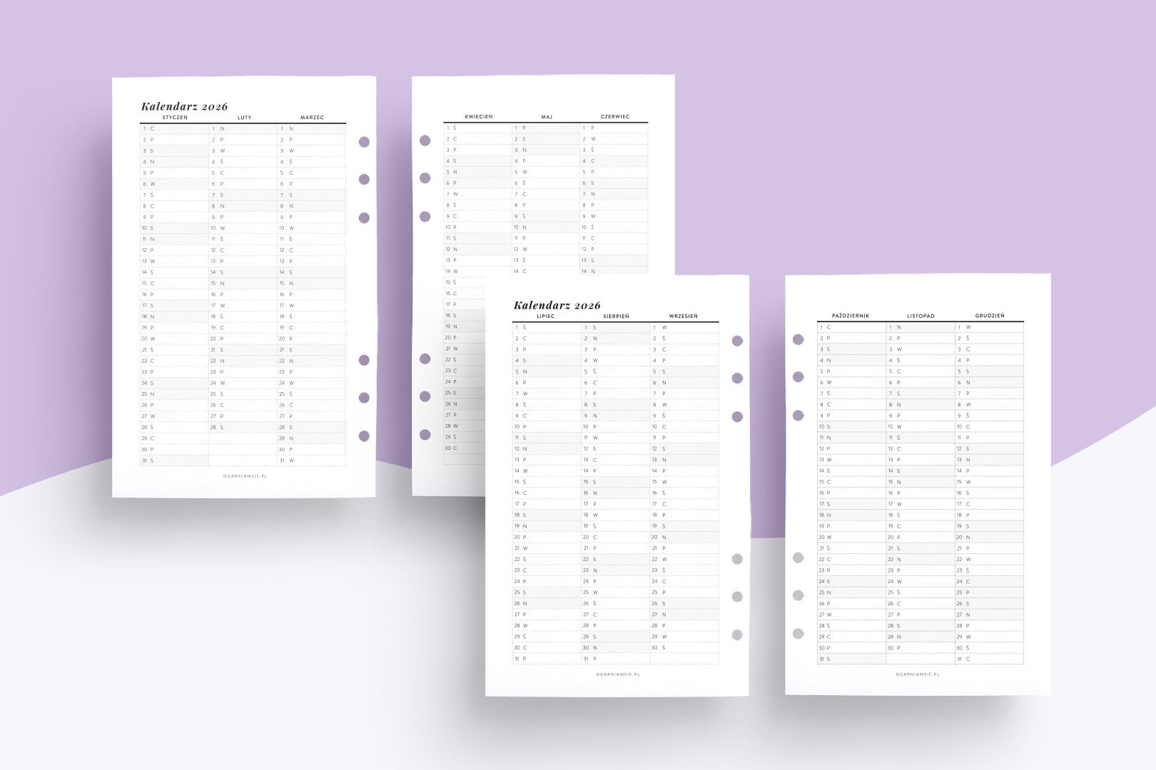 Wkład A6 - kalendarium