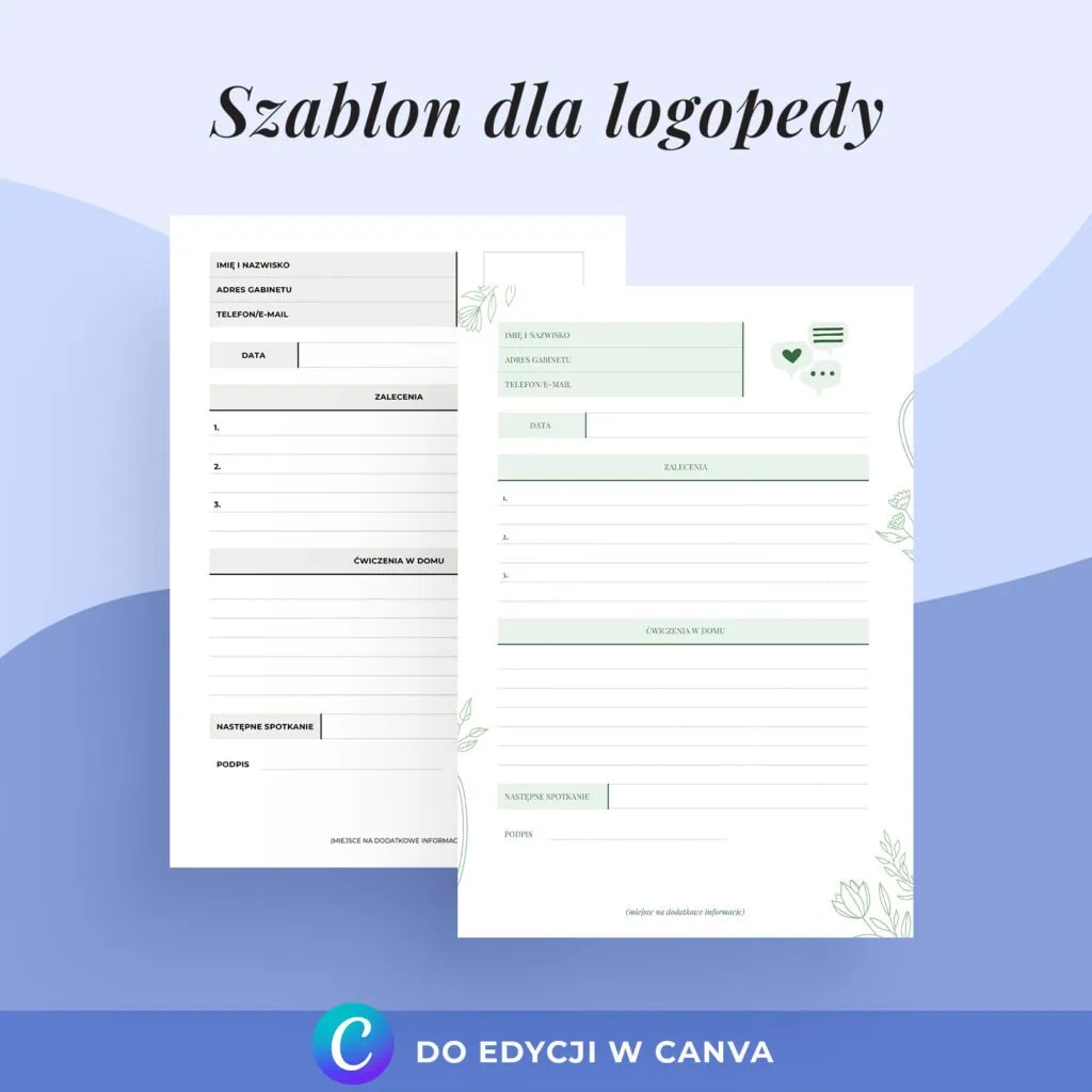 Edytowalny plan ćwiczeń logopedycznych