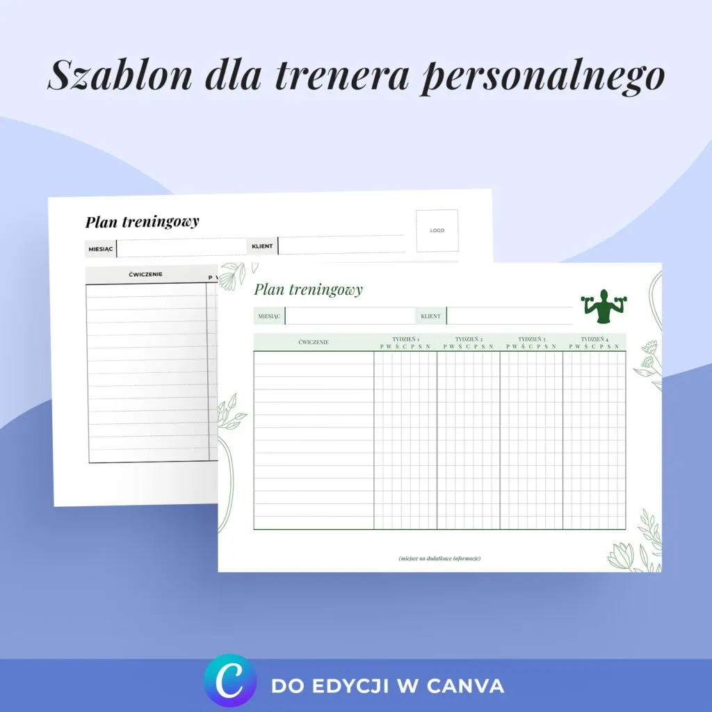 Edytowalny plan treningowy dla trenera personalnego