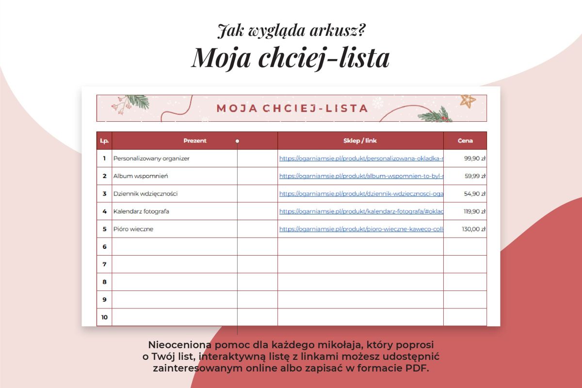 Planer świąteczny online - chciej-lista