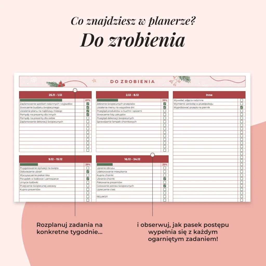Planer świąteczny online - Arkusz Google | Zakładka do zrobienia