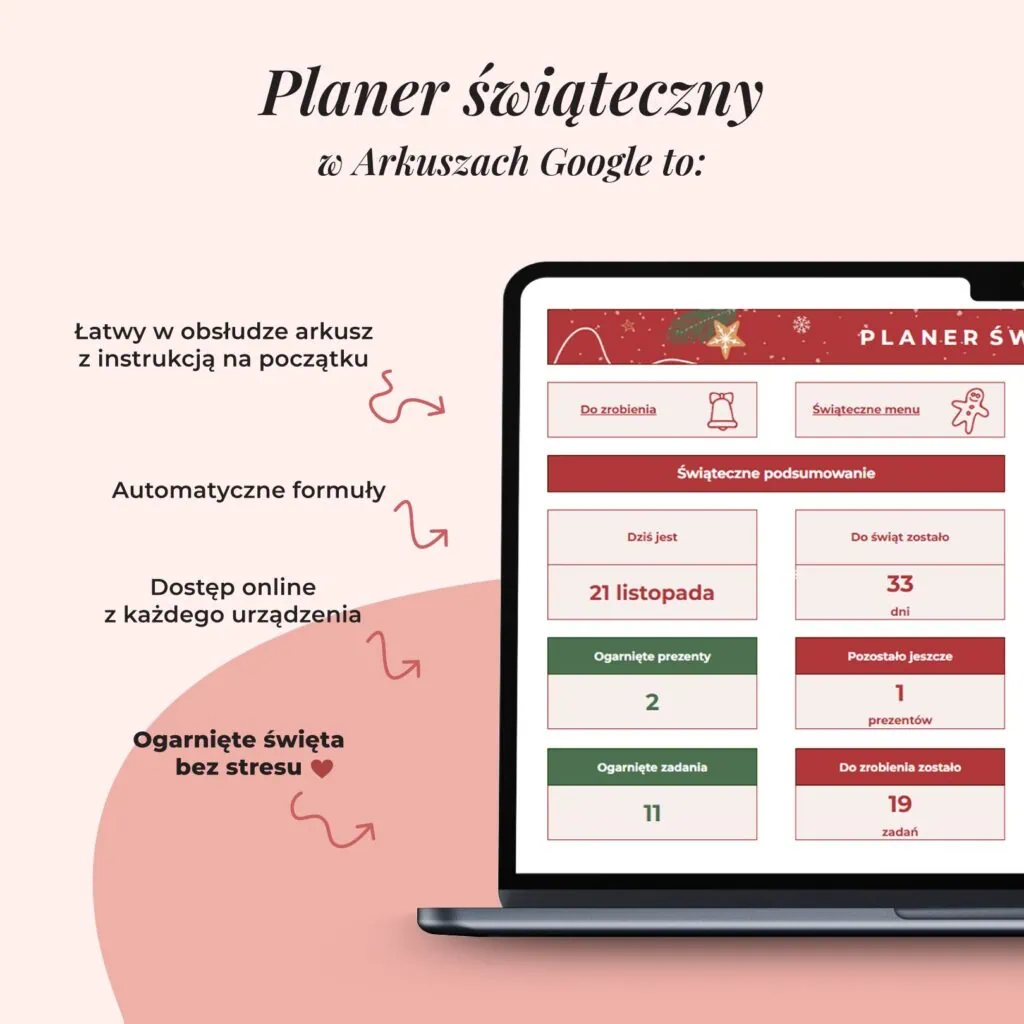 Planer świąteczny online w Arkuszach Google
