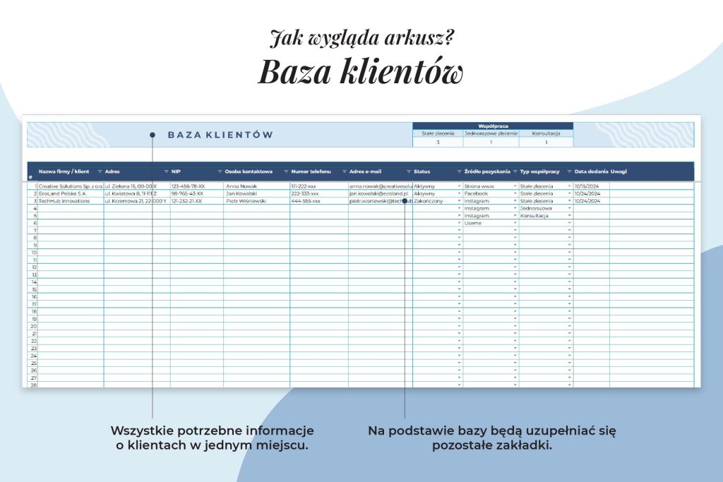 Tracker klientów - baza klientów