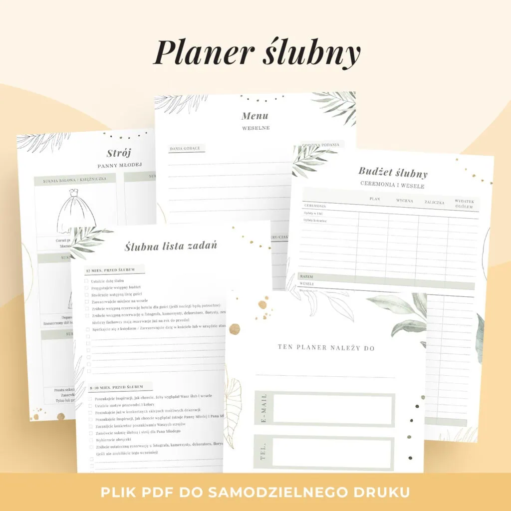 Planer Ślubny do druku PDF
