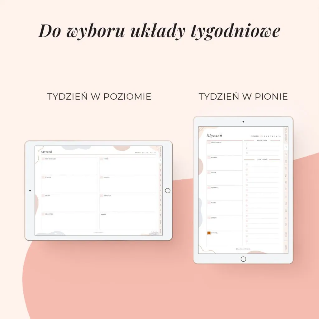 Digital planer niedatowany | Układy tygodniowe