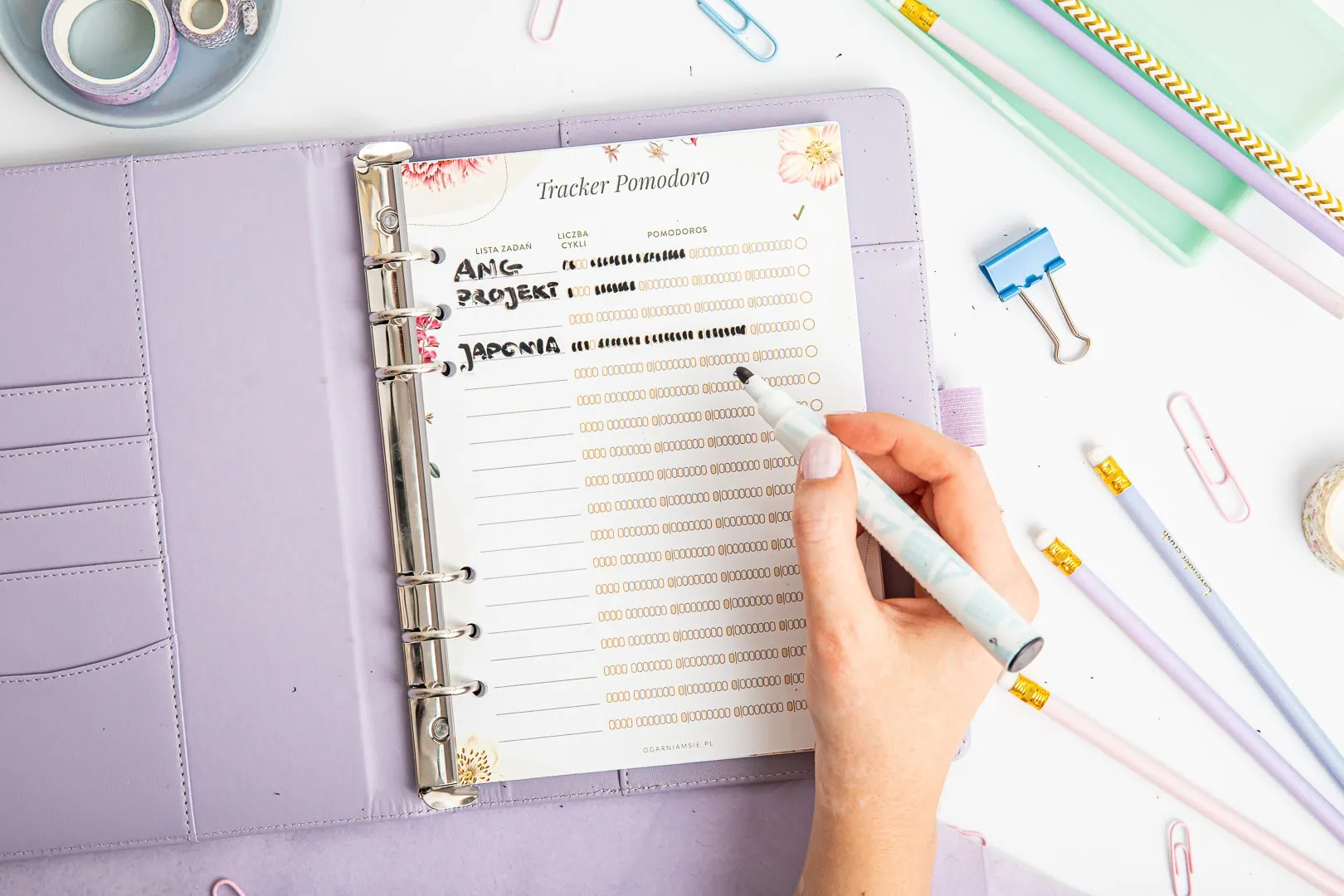 Suchościeralny szablon do metody pomodoro