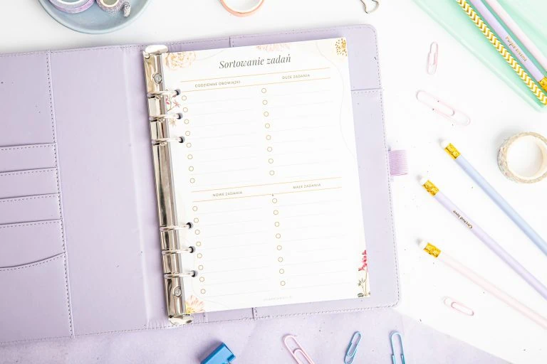 Suchościeralny wkład do organizera – Sortowanie zadań