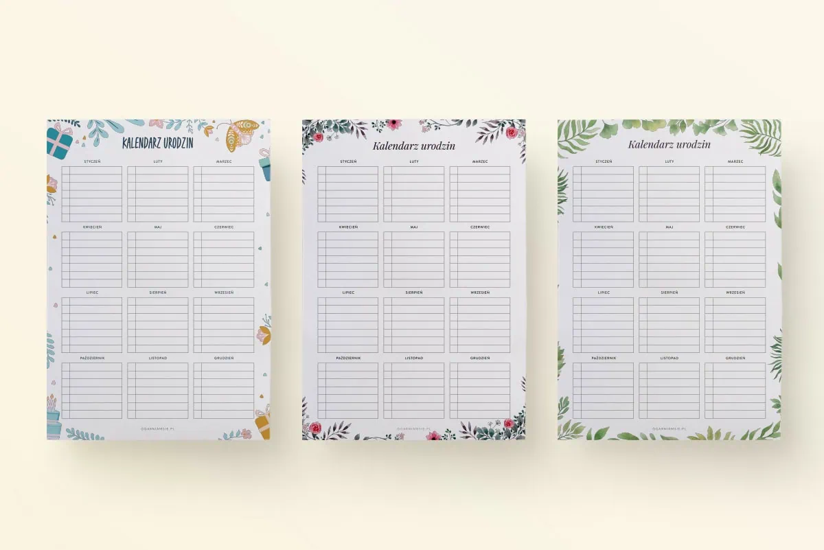 Kalendarz urodzin do druku pdf