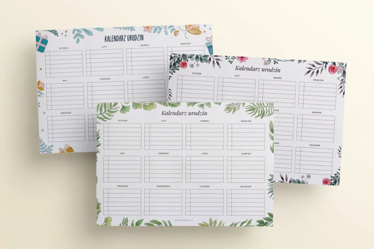 Kalendarz urodzin PDF