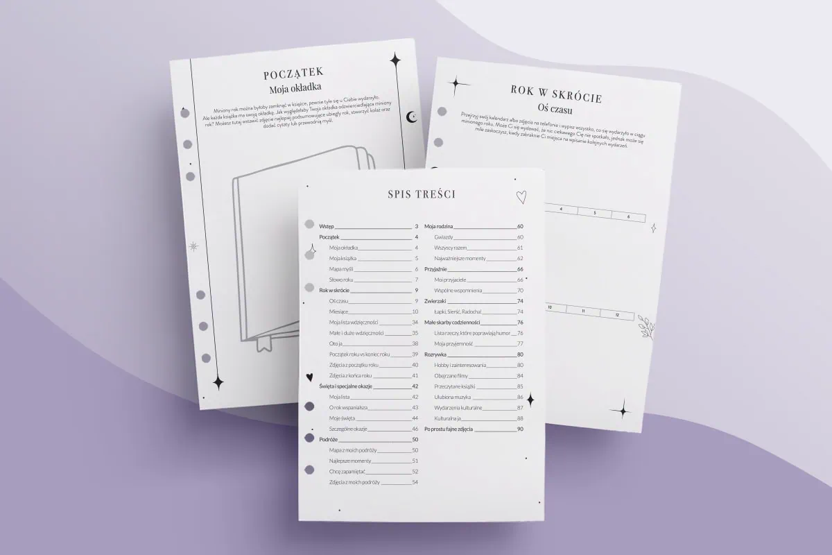 Strony wkładu do organizera Album wspomnień "To był mój rok"