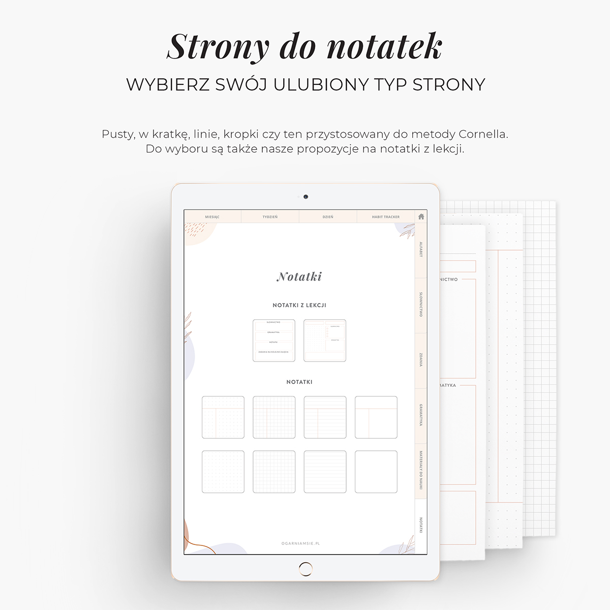Planer językowy na iPada - strony do notatek