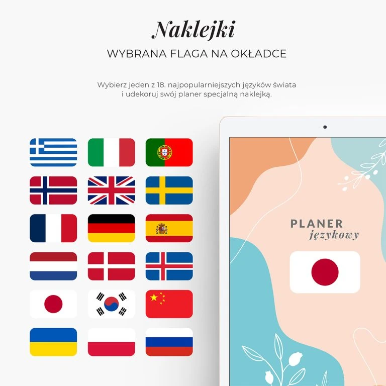 Planer językowy na iPada - naklejki