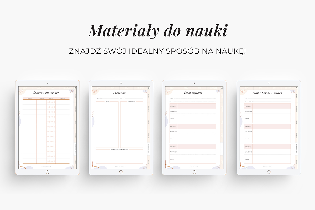 Planer językowy na iPada - materiały do nauki