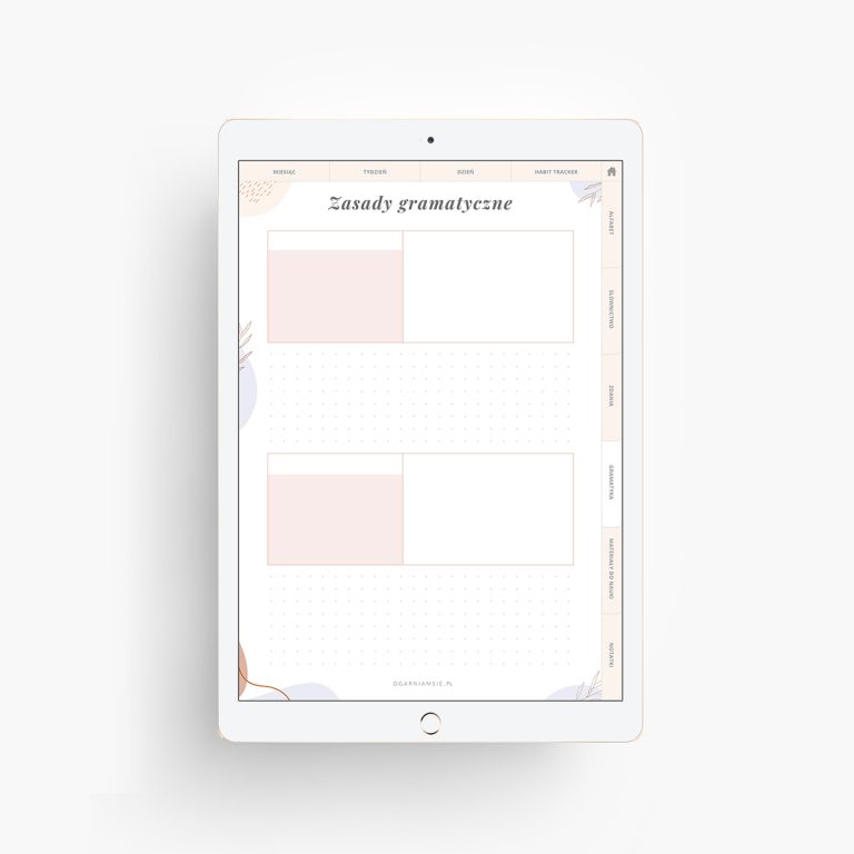 Planer językowy na iPada - zasady gramatyczne