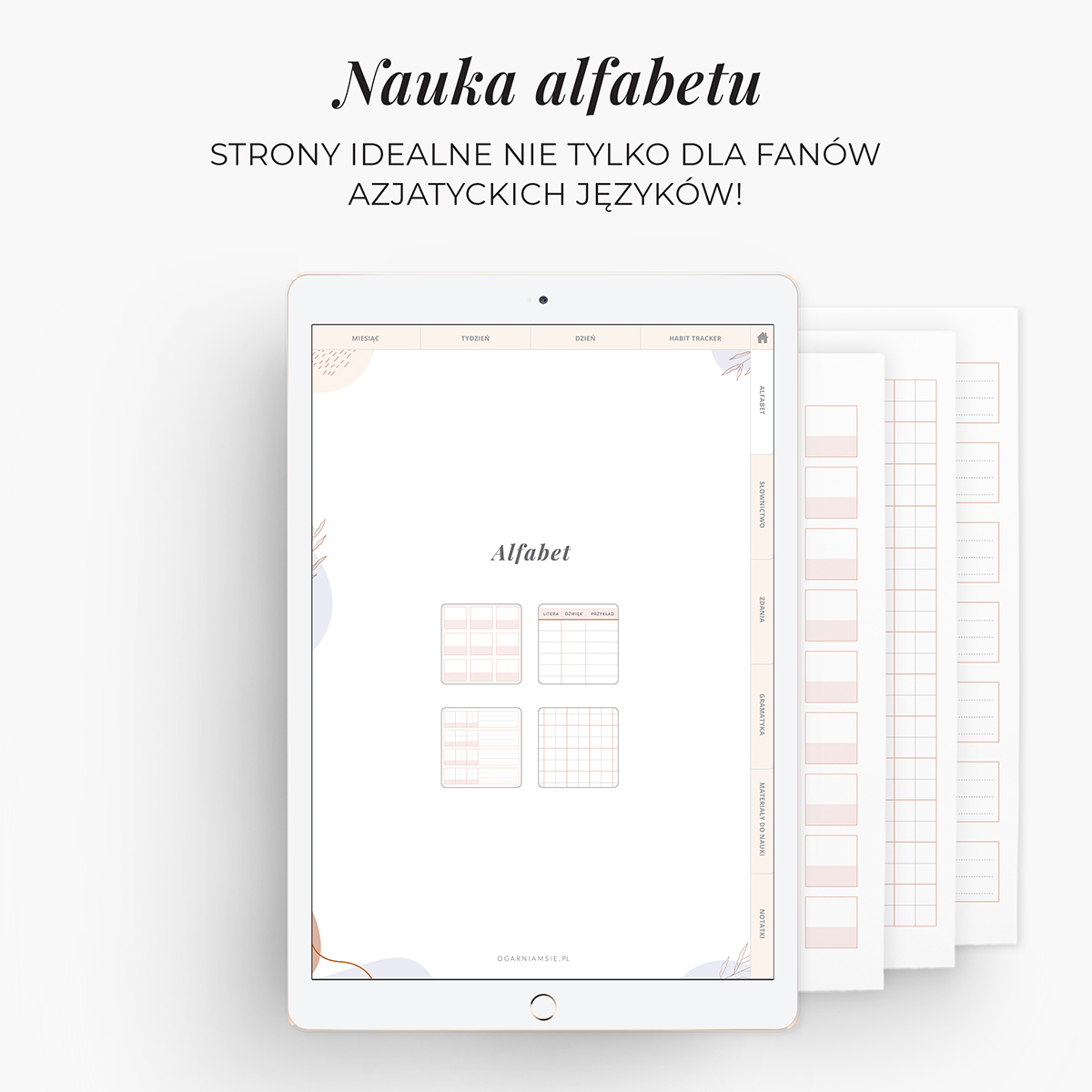 Planer językowy na iPada - nauka alfabetu