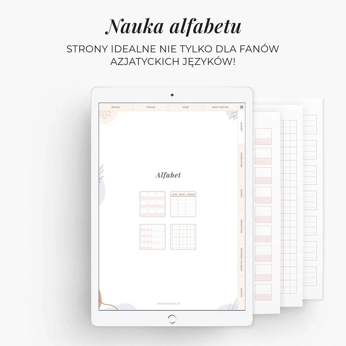 Planer językowy na iPada - nauka alfabetu