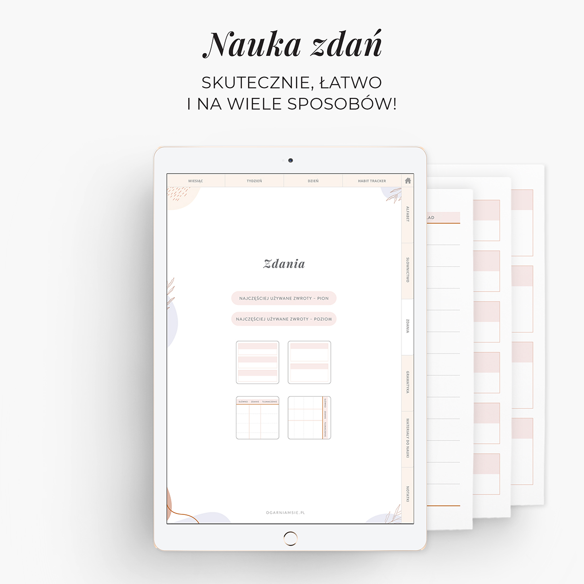 Planer językowy na iPada - nauka zdań