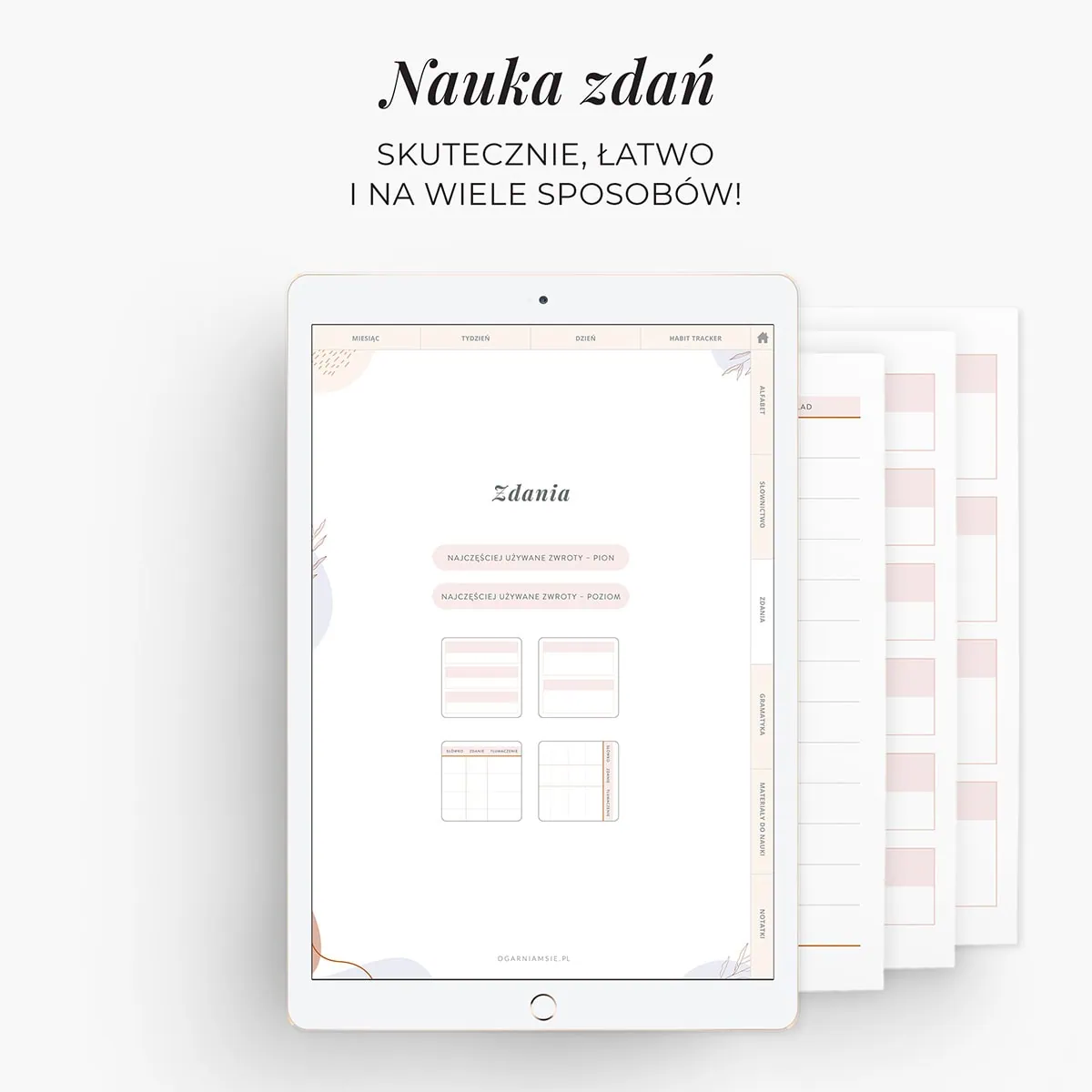 Planer językowy na iPada - nauka zdań