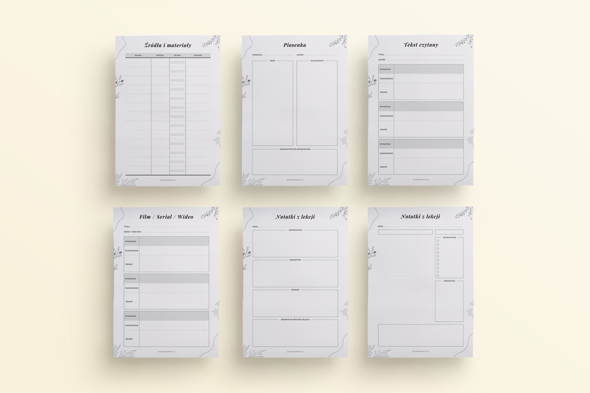 Planer językowy PDF - szablony do wydrukowania