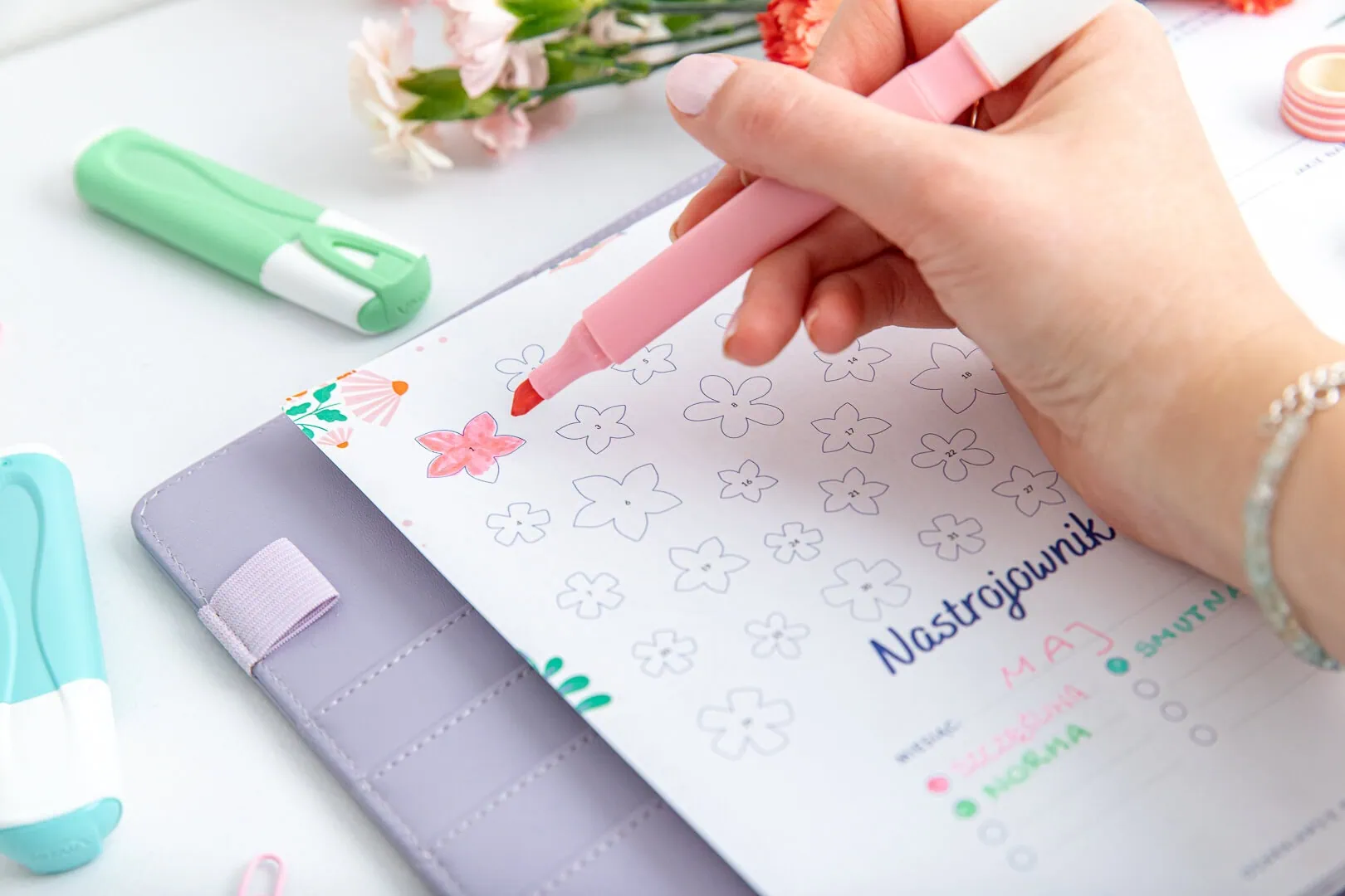 Wiosenny wkład do organizera - karta nastrojownik