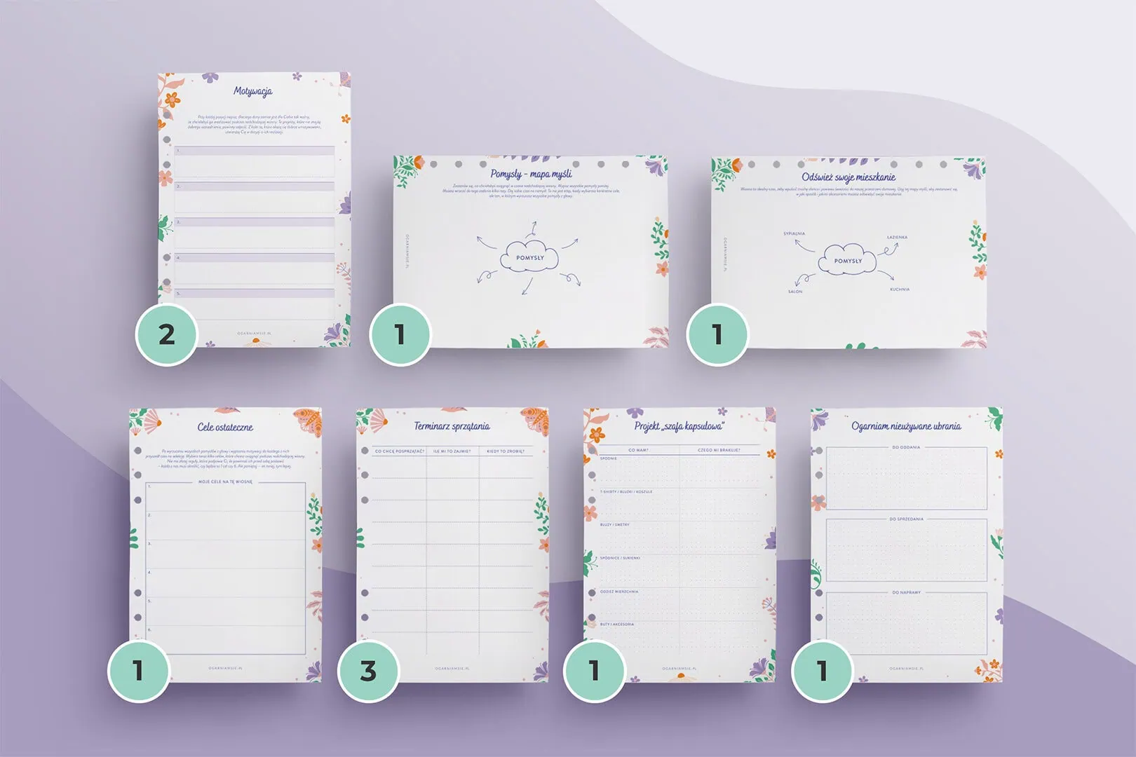 Wiosenny wkład do organizera- spis szablonów