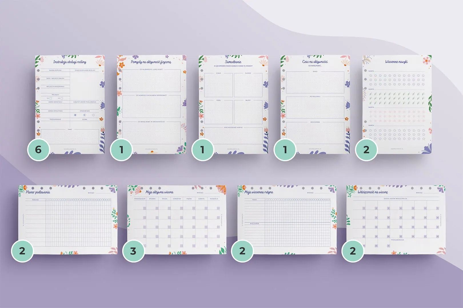 Wiosenny wkład do organizera - wybór szablonów