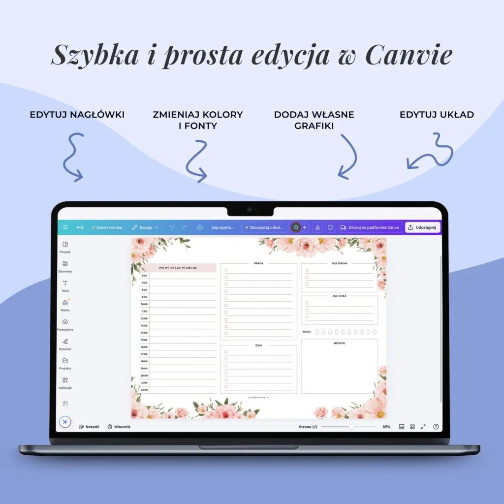 Edytowalny planer do druku lub organizera | Personalizacja w Canvie