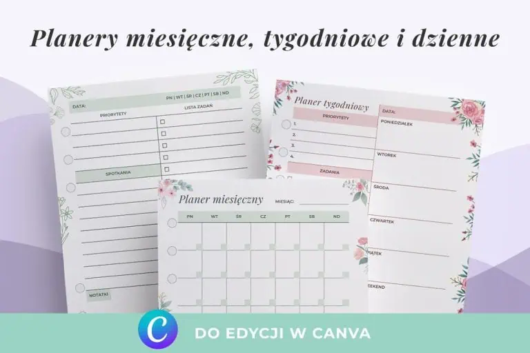 Edytowalny planer do druku lub organizera – personalizuj i drukuj